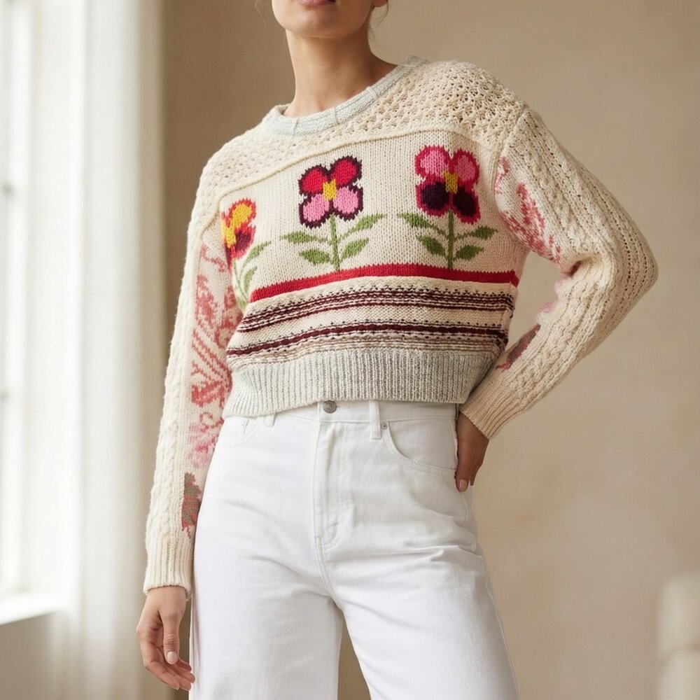 $148 Rosemary Crafty Knit cropped oversize Sweater XS - Picture 15 of 15